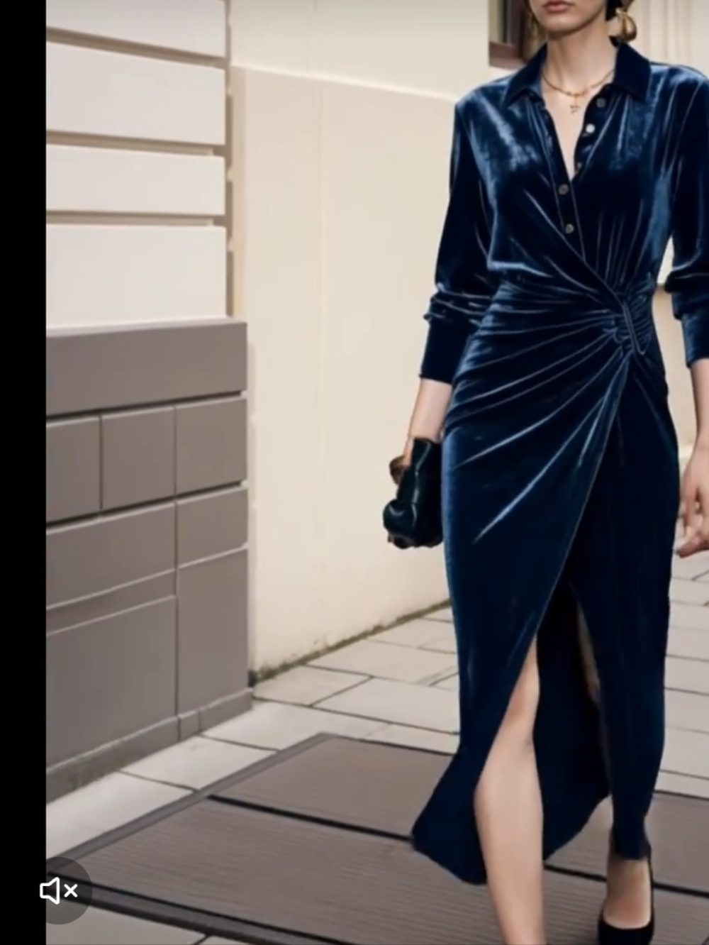 Blue Velvet Wrap  Dress (XL)